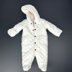 Ralph Lauren Quilted White Baby  Snowsuit Puffer Jumper One-peace Size 6M